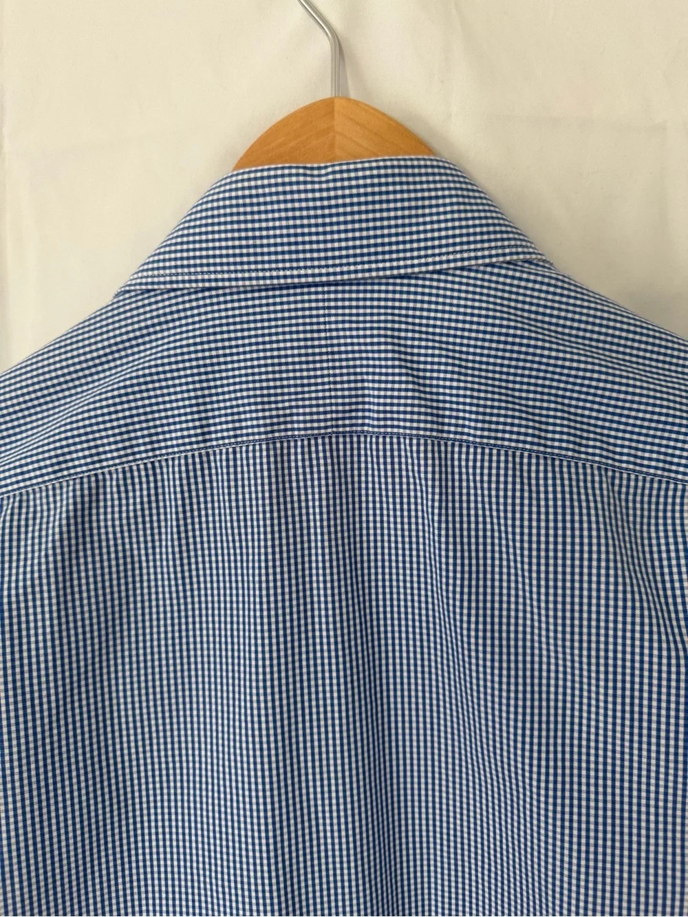 J.Crew Haberdashery 80s 2 ply Blue Gingham Dress Shirt Small 14-14½